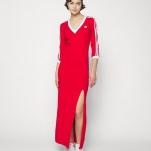 Adidas Maxi Dress red w/ tri-stripes BNWT!!!